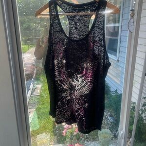 Black and Pink Graphic Tank Top